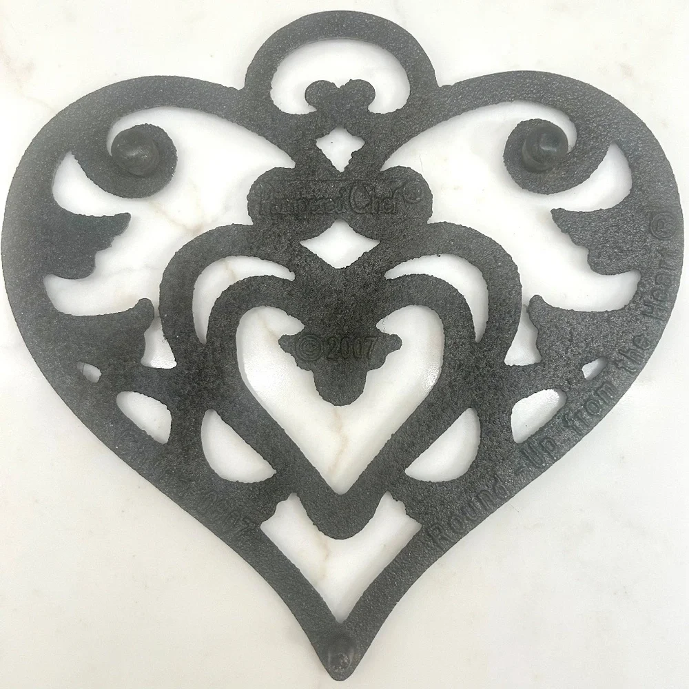 Set of 3 Pampered Chef Cast Iron Trivets - Round Up From the Heart Collection